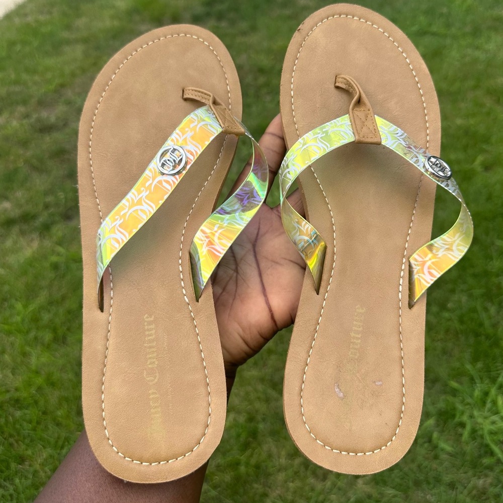 Juicy Couture Women's‎ Summer Flip Flop Sandals Size 11 Gold - Picture 10 of 10